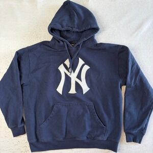 MLB New York Yankees Pullover Hoodie Mens Medium Navy Blue Embroidered Logo